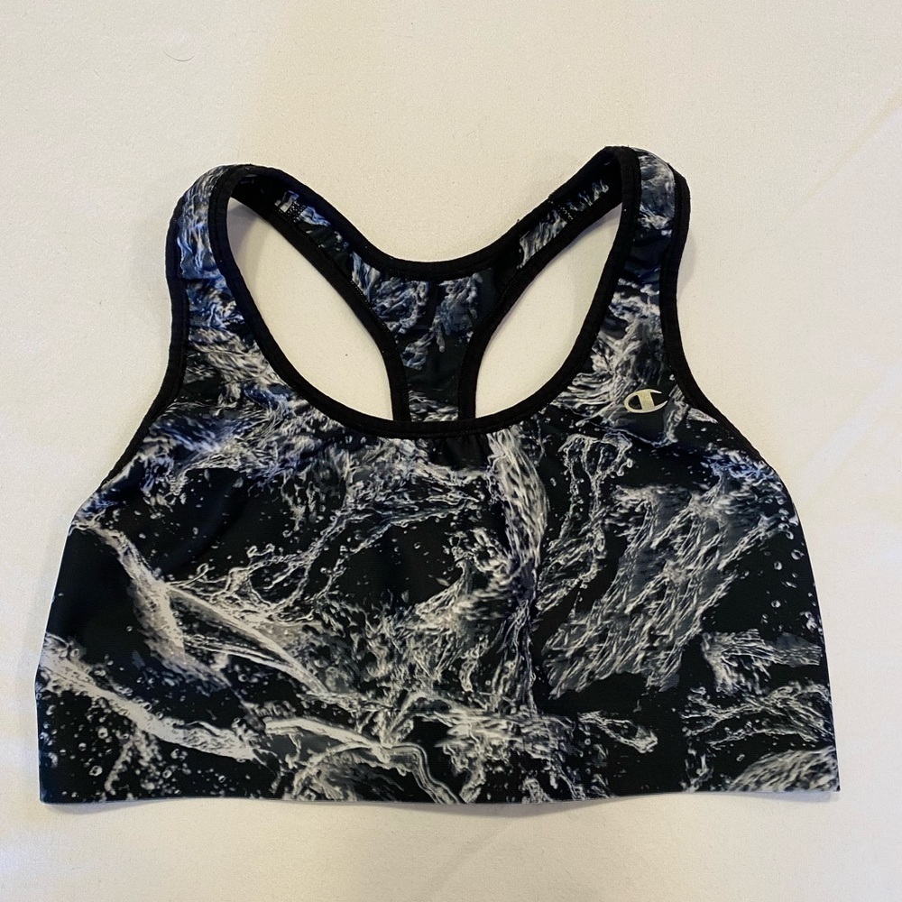 Champion Black White Abstract Print Racerback Sports Bra - Picture 4 of 4